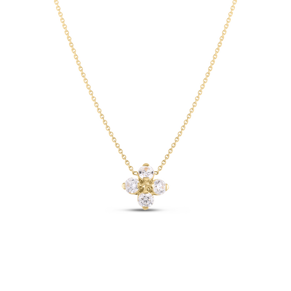 18K YELLOW GOLD LOVE IN VERONA DIAMOND FLOWER NECKLACE Carats Mcallen, TX