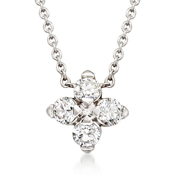 18K WHITE GOLD LOVE IN VERONA SMALL FLOWER DIAMOND NECKLACE Carats Mcallen, TX