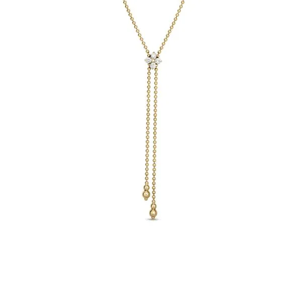 18K YELLOW GOLD LOVE IN VERONA DIAMOND FLOWER LARIAT NECKLACE Carats Mcallen, TX