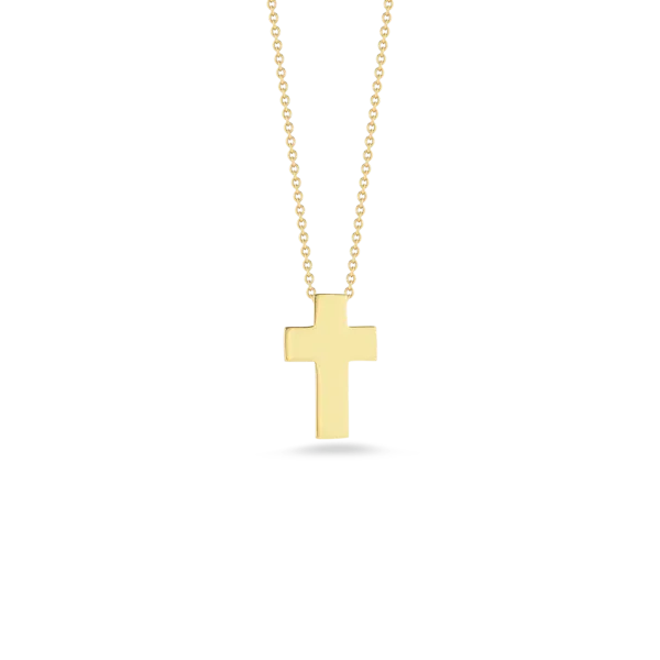 18K YELLOW GOLD TINY TREASURES HIGH POLISHED CROSS NECKLACE Carats Mcallen, TX