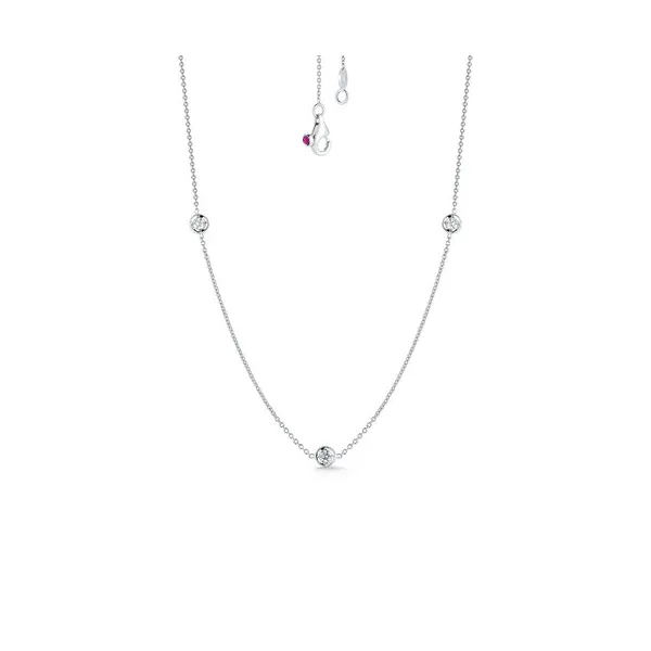 18K WHITE GOLD DIAMONDS BY THE INCH 3 STATION NECKLACE Carats Mcallen, TX