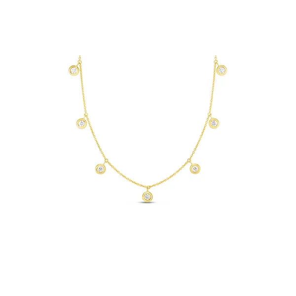 18K GOLD DIAMONDS BY THE INCH DANGLING SEVEN STATION NECKLACE Carats Mcallen, TX