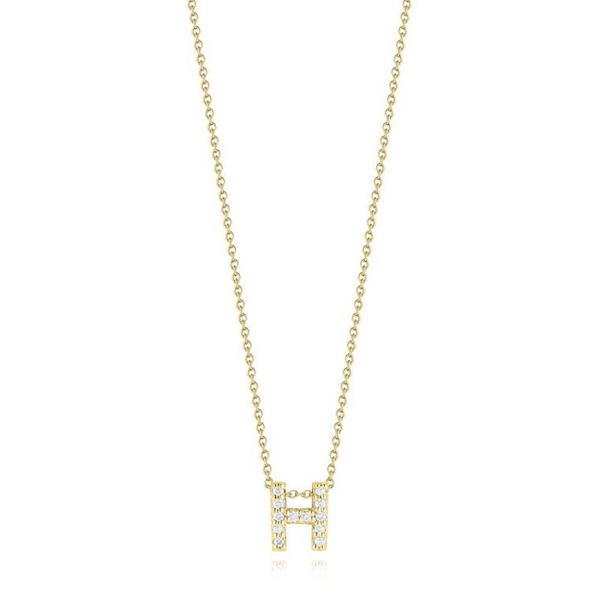 18K YELLOW GOLD TINY TREASURES DIAMOND LOVE LETTER “H” NECKLACE Carats Mcallen, TX