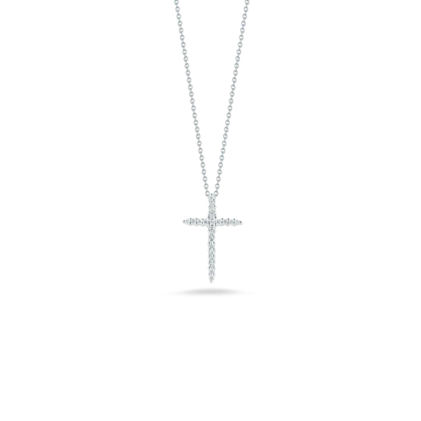 18K WHITE GOLD TINY TREASURES DIAMOND SLIVER CROSS NECKLACE Carats Mcallen, TX