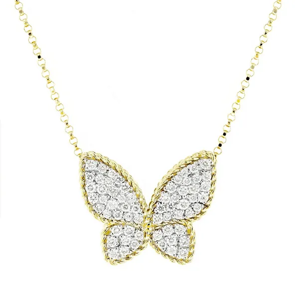 18K YELLOW/WHITE GOLD PRINCESS DIAMOND BUTTERFLY PENDANT Carats Mcallen, TX