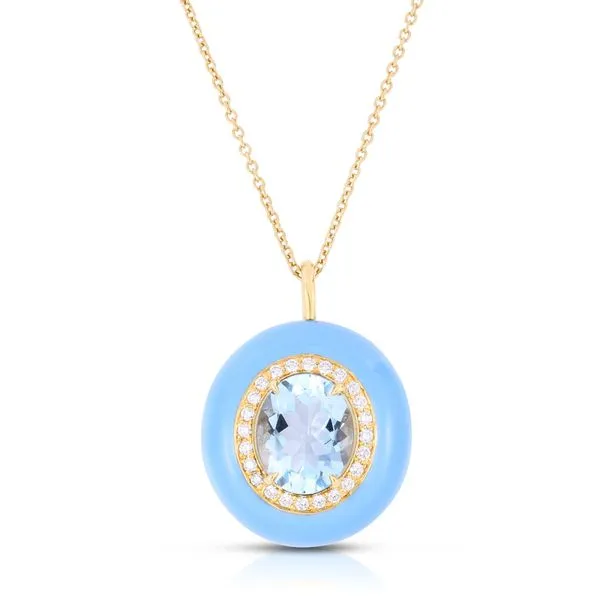 Cicada Aquamarine and Diamond with Enamel Necklace Carats Mcallen, TX