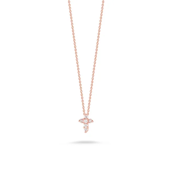ROBERTO COIN 18 K ROSE GOLD BABY CROSS NECKLACE Carats Mcallen, TX