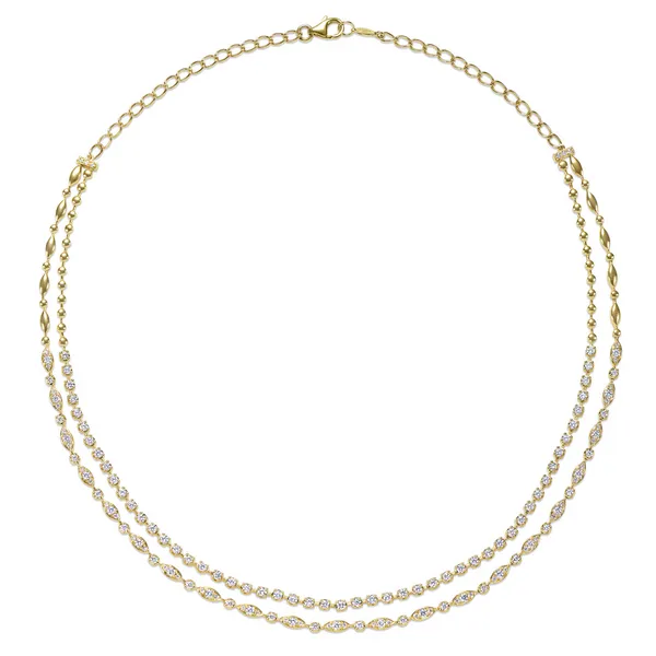 KWIAT STARRY NIGHT DOUBLE LINE NECKLACE W/DIAMONDS IN 18K YELLOW GOLD Image 2 Carats Mcallen, TX