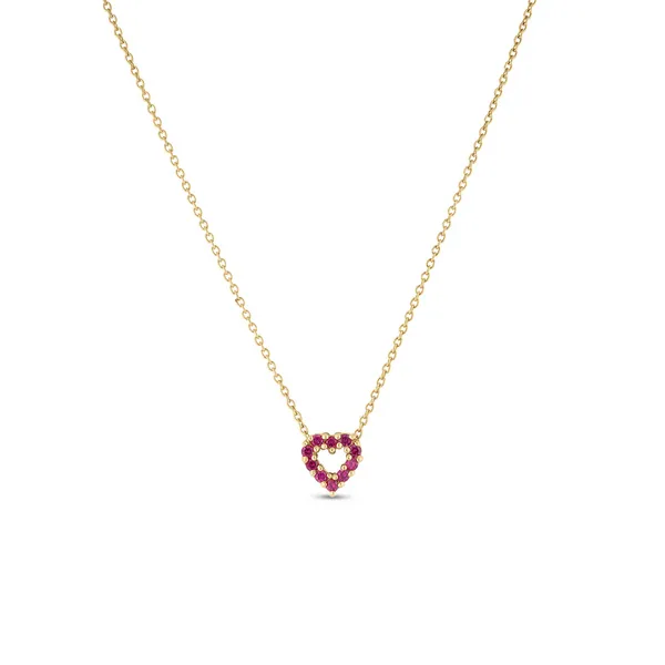 ROBERTO COIN 18K YELLOW GOLD TINY TREASURES DIAMOND AND RUBY REVERSIBLE HEART NECKLACE Carats Mcallen, TX