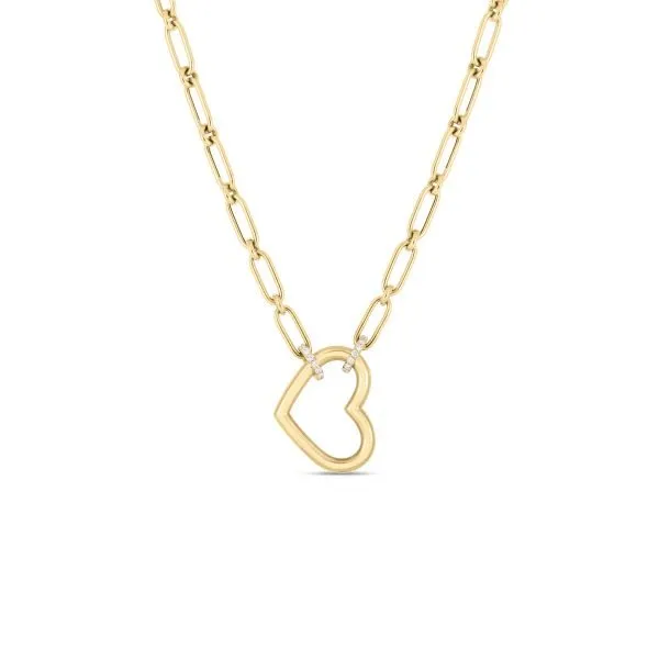 RROBERTO COIN 18K YG CIALOMA DANGLE DIAM ACCENT OPEN HEART NECKLACE Carats Mcallen, TX