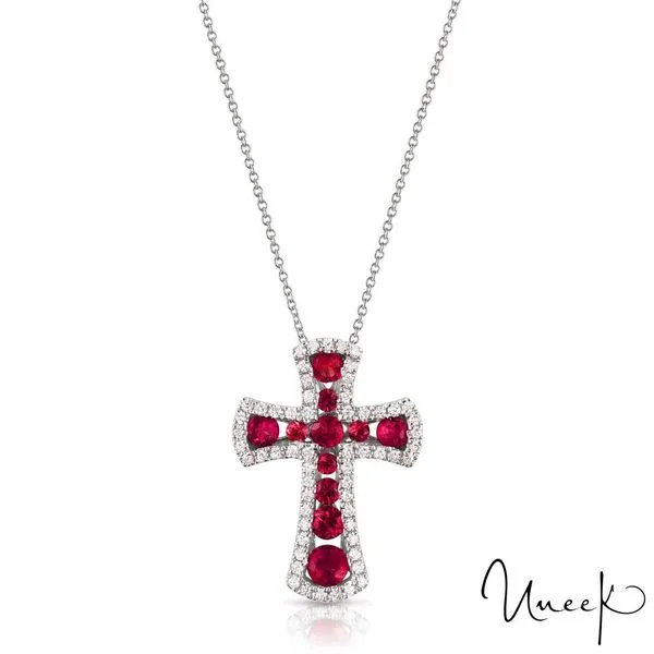 Uneek Precious Collection Cross Round Ruby Religious Pendant Carats Mcallen, TX