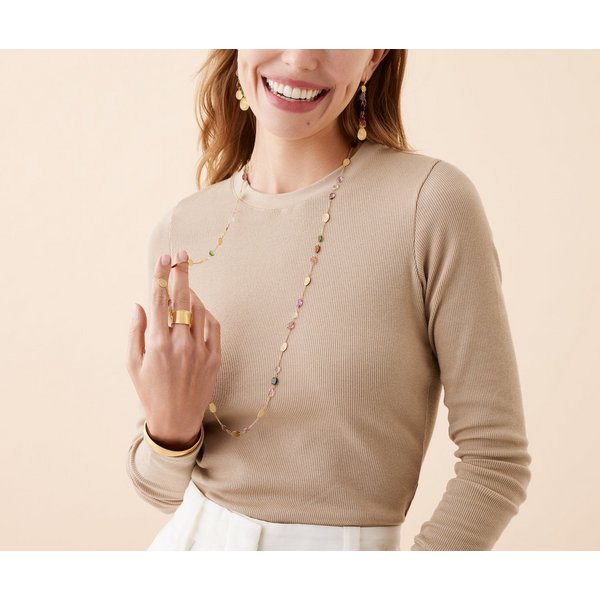 LUNARIA 18K Yellow Gold Long Tourmaline Necklace Image 2 Carats Mcallen, TX