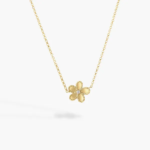 ROBERTO COIN 18 KT YELLOW GOLD DIAMOND JASMINE FLOWER NECKLACE Carats Mcallen, TX