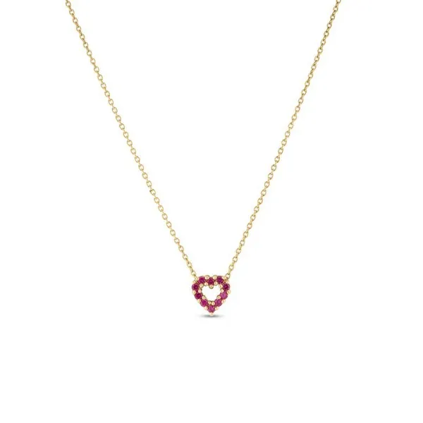 ROBERTO COIN 18K YELLOW GOLD TINY TREASURES DIAMOND AND RUBY REVERSIBLE HEART NECKLACE Carats Mcallen, TX