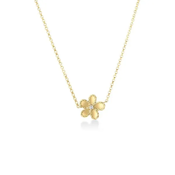 ROBERTO COIN 18 KT YELLOW GOLD DIAMOND JASMINE FLOWER NECKLACE Carats Mcallen, TX