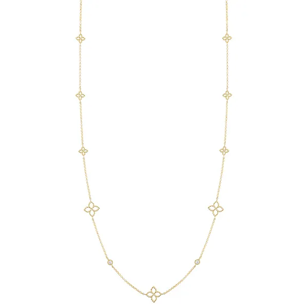 Roberto Coin Principessa Diamond & Flower Station Necklace Carats Mcallen, TX