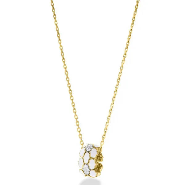Roberto Coin Yellow Gold Cobra Diamond & White Ceramic Necklace Carats Mcallen, TX