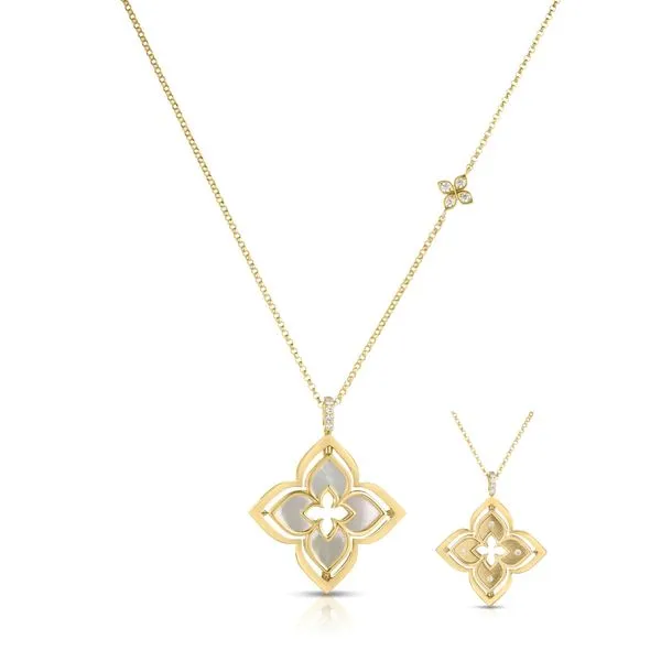 ROBERTO COIN 18K YELLOW GOLD DIAMOND AND  MOP PIROUETTE NECKLACE Carats Mcallen, TX