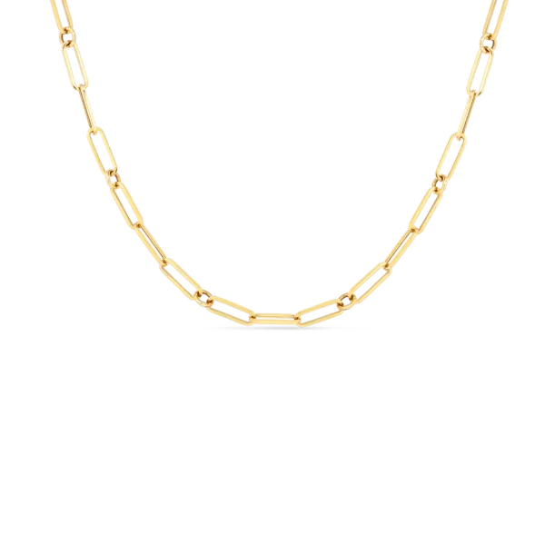 18K DESIGNER GOLD PAPERCLIP & ROUND LINK 17 INCH CHAIN Carats Mcallen, TX