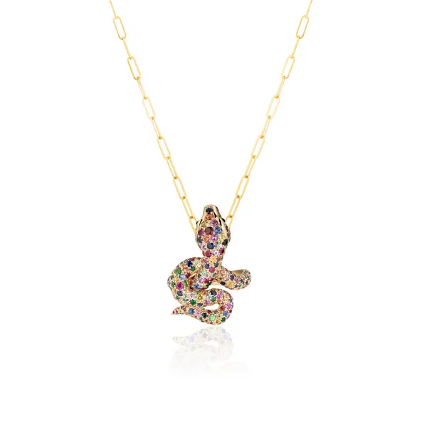 ARK MULTI SAPPHIRE SNAKE PENDANT IN 18K YELLOW GOLD Carats Mcallen, TX