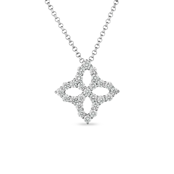 ROBERTO COIN YELLOW GOLD PRINCESS FLOWER DIAMOND OUTLINE MED Carats Mcallen, TX