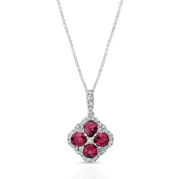 Uneek Precious Collection Floral Oval Shaped Ruby Drop Pendant Carats Mcallen, TX