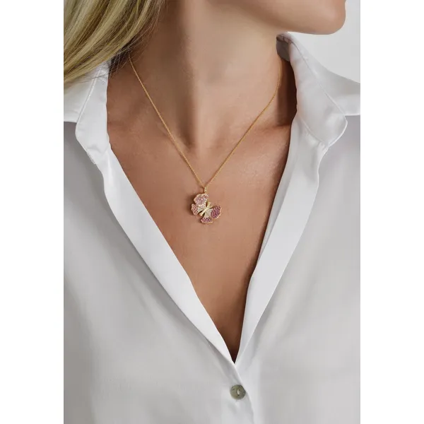 Anabel Aram Butterfly Pink Pavé Necklace Image 2 Carats Mcallen, TX