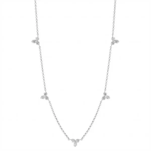 18K WHITE GOLD DIAMONDS BY THE INCH 5 STATION FLOWER NECKLACE Carats Mcallen, TX