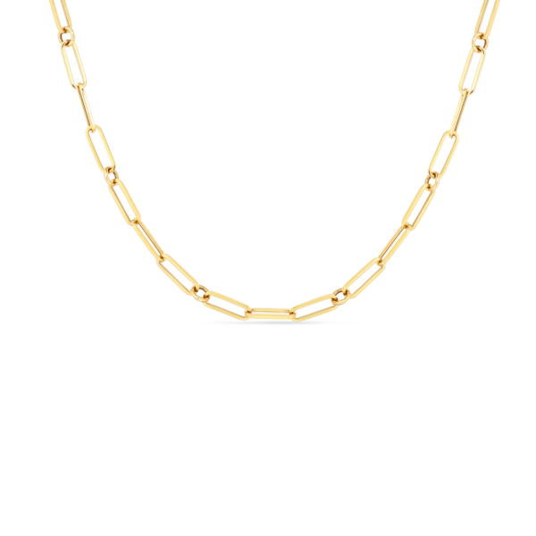 18K DESIGNER GOLD PAPERCLIP & ROUND LINK 17 INCH CHAIN Carats Mcallen, TX