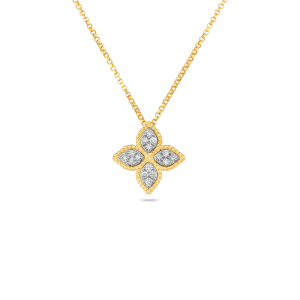 ROBERTO COIN 18K YELLOW/WHITE GOLD DIAMOND PRINCESS FLOWER PDT- MED Carats Mcallen, TX