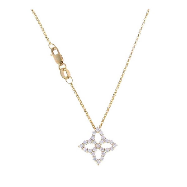 ROBERTO COIN YELLOW GOLD PRINCESS FLOWER DIAMOND OUTLINE MED Carats Mcallen, TX