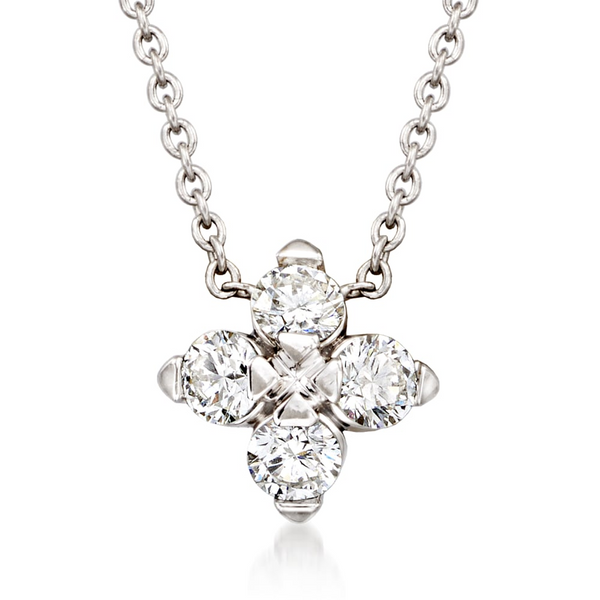 18K WHITE GOLD LOVE IN VERONA SMALL FLOWER DIAMOND NECKLACE Carats Mcallen, TX