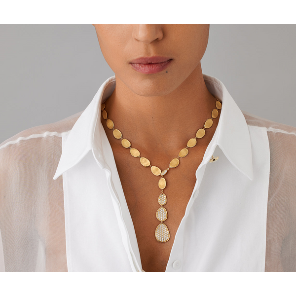 Lunaria 18K Yellow Gold Diamond Pavé Lariat Necklace Image 2 Carats Mcallen, TX