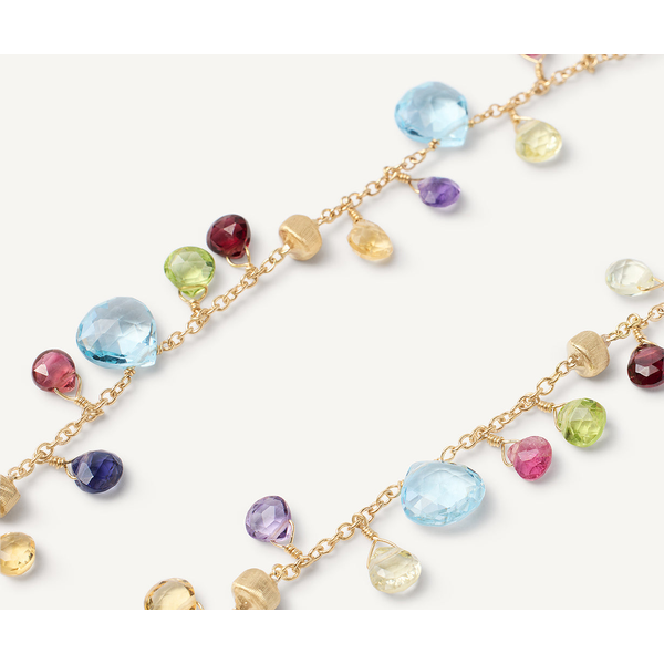 Paradie 18K Yellow Gold Single Strand Gemstone Necklace with Blue Topaz Accents Image 3 Carats Mcallen, TX