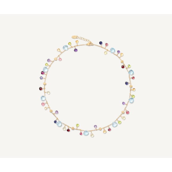 Paradie 18K Yellow Gold Single Strand Gemstone Necklace with Blue Topaz Accents Carats Mcallen, TX