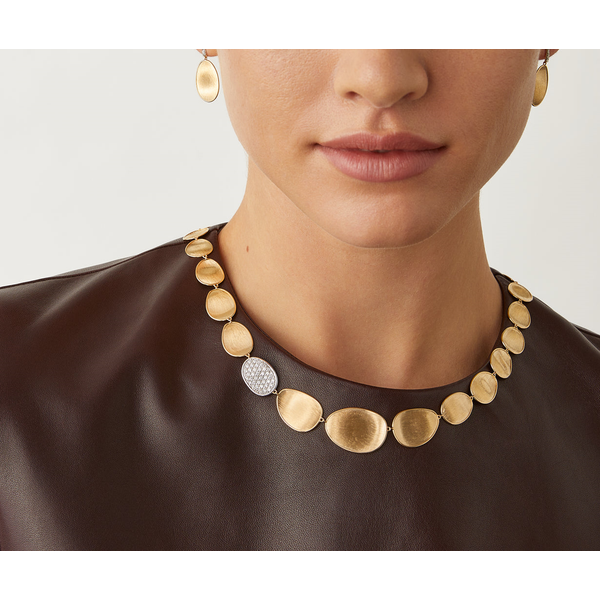 Lunaria 18K Yellow Gold Graduated Petal Collar Necklace with Diamonds Image 2 Carats Mcallen, TX