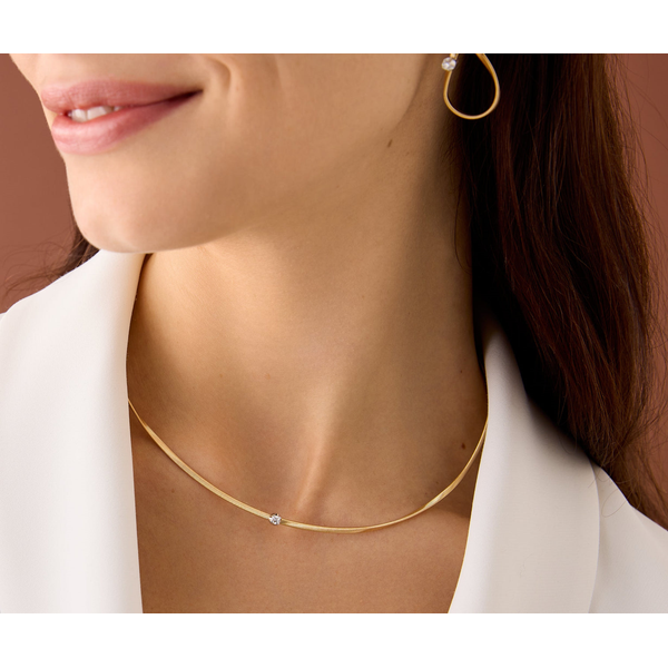 Marrakech 18K Yellow Gold Coil Necklace with Diamond Station, 16