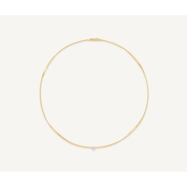 Marrakech 18K Yellow Gold Coil Necklace with Diamond Station, 16