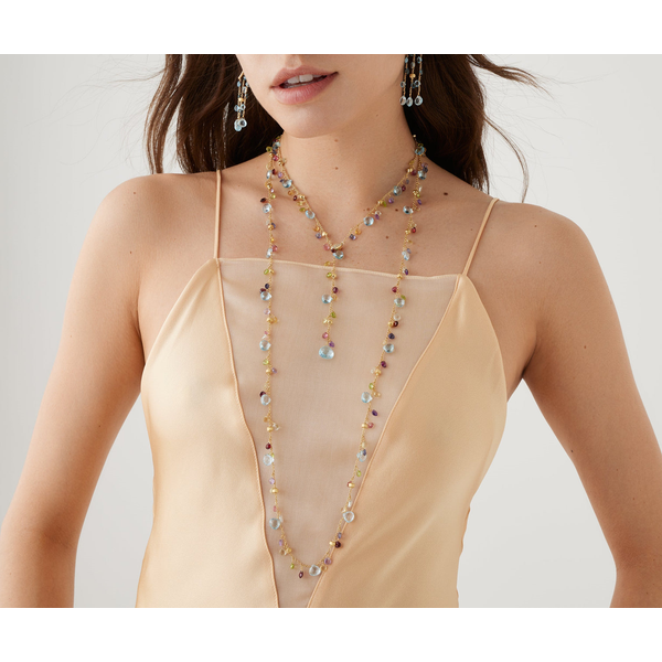 Paradie 18K Yellow Gold Gemstone Lariat Necklace with Diamond Clasp Image 2 Carats Mcallen, TX