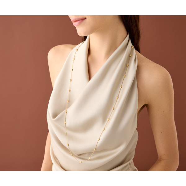 Siviglia 18K Yellow Gold Long Necklace with Small Bean Image 2 Carats Mcallen, TX