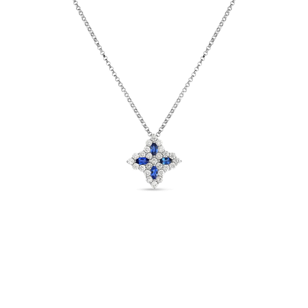 ROBERTO COIN 18K WHITE GOLD DIAMOND AND SAPPHIRE PRINCESS NECKLACE 10MM Carats Mcallen, TX