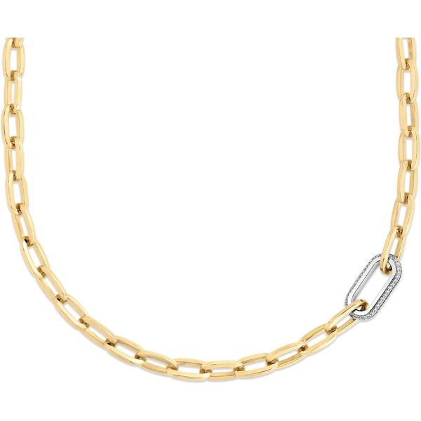 Roberto Coin 18K Yellow Gold Chain with Diamond Link Necklace Carats Mcallen, TX