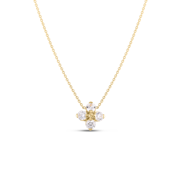 18K YELLOW GOLD LOVE IN VERONA DIAMOND FLOWER NECKLACE Carats Mcallen, TX