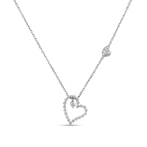 DIAMOND PRINCESS - OUTLINE 18K WHITE GOLD DIAMOND PRINCESS HEART NECKLACE Carats Mcallen, TX