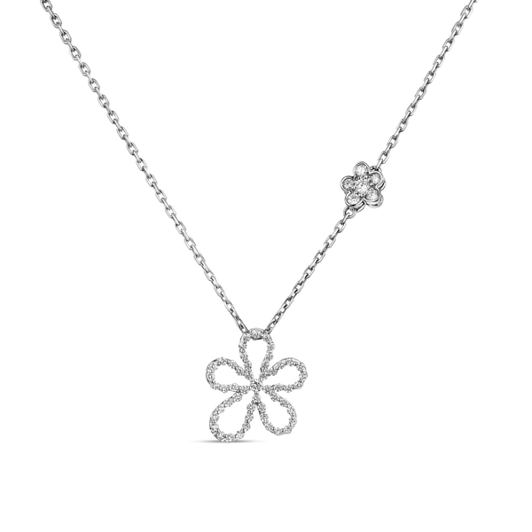 JASMINE - PAVE 18K WHITE GOLD JASMINE PAVE DIAMOND OUTLINE FLOWER NECKLACE DIAM 0.30 Carats Mcallen, TX