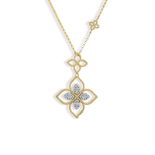 18K YELLOW AND WHITE GOLD DIAMOND PRINCESS NECKLACE Carats Mcallen, TX