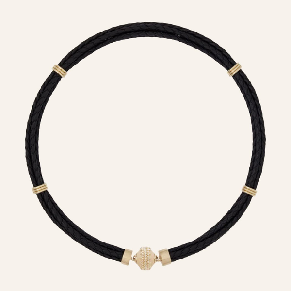Aspen Braided Leather Black Necklace Carats Mcallen, TX