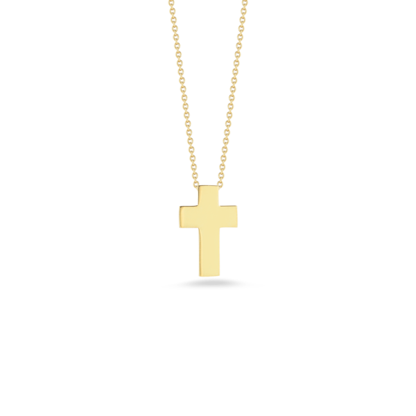 18K YELLOW GOLD TINY TREASURES HIGH POLISHED CROSS NECKLACE Carats Mcallen, TX