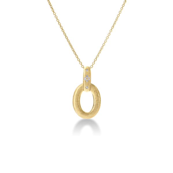 ROBERTO COIN 18 K YELLOW GOLD DECHESSA SMALL OVAL PENDANT WITH DIAMONDS Carats Mcallen, TX