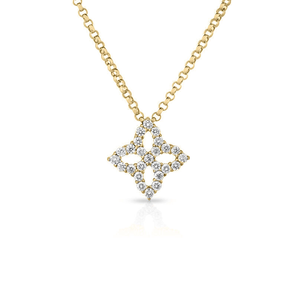 ROBERTO COIN 18K YELLOW GOLD DIAMOND PRINCESS NECKLACE SMALL Carats Mcallen, TX